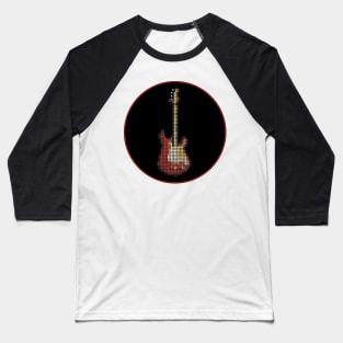 Tiled Pixel 1965 Lenny Guitar in a Black Circle Baseball T-Shirt